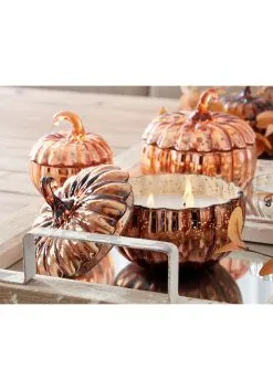 5.5-Inch Orange Mercury Glass Pumpkin Candle Decoration -Animatronics Shop orange mercury glass pumpkin candle decoration alt 1