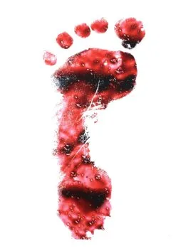 PVC Bloody Footprint - White -Animatronics Shop pvc bloody foot print white alt 1