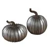 Set Of Two Resin 5" Galvanized Look Pumpkins