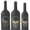 Set Of Three Matte Black LED Skull Bottles
