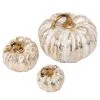 Set Of 3 Gold & White Resin Pumpkins -Animatronics Shop set of 3 resin white gold pumpkins