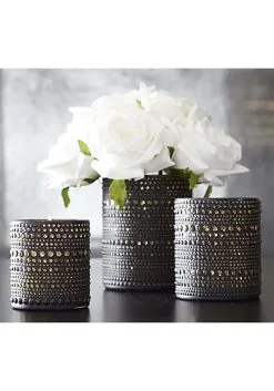 Set Of Three Black And Gold Glass Candle Holders 7 Set Of Three Black And Gold Glass Candle Holders -Animatronics Shop set of three black and gold glass candle holders alt 2