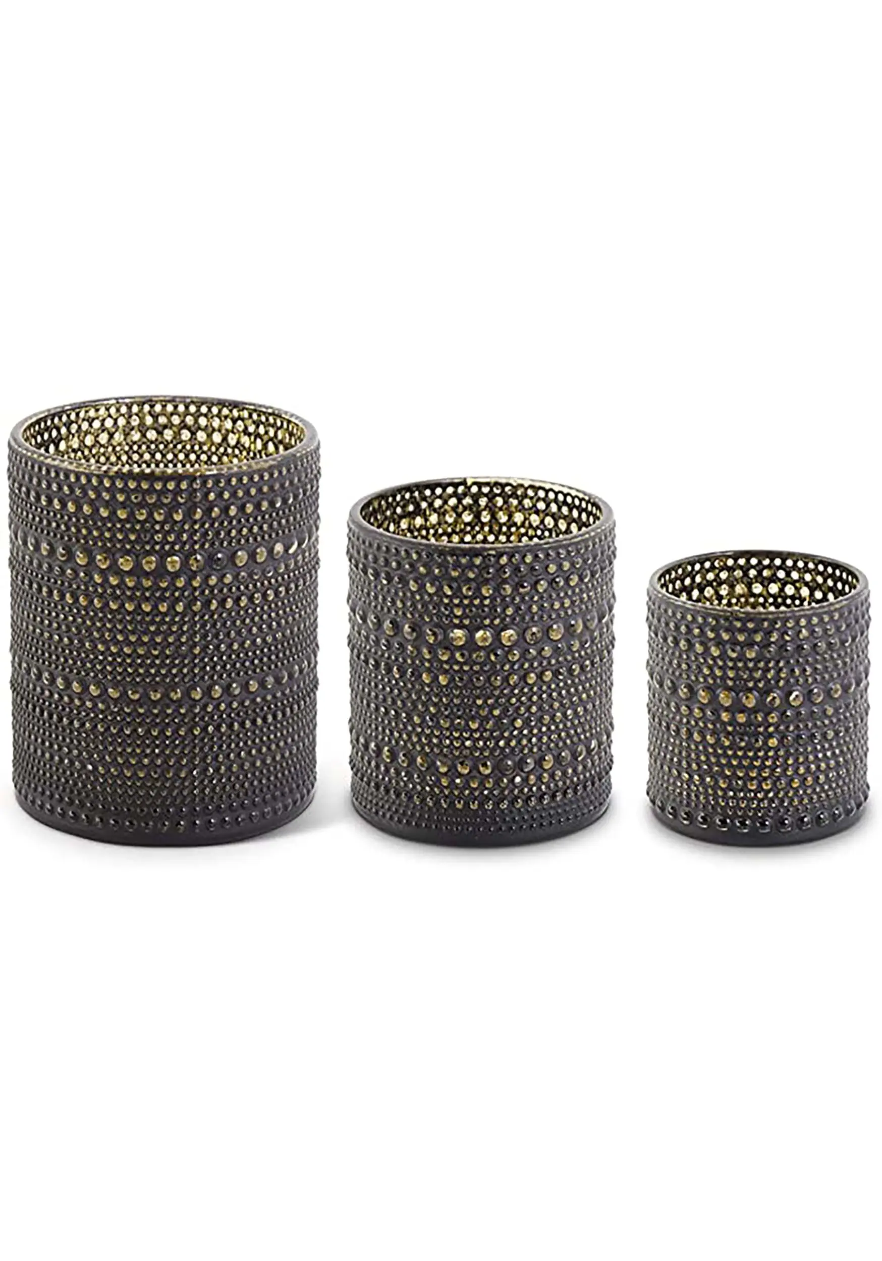 Set Of Three Black And Gold Glass Candle Holders 3 Set Of Three Black And Gold Glass Candle Holders