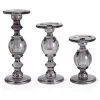Gray Transparent Set Of 3 Glass Candleholders -Animatronics Shop set of three gray transparent glass candleholders