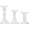 3 Pack Short Glass Candleholders -Animatronics Shop set of three short glass candleholders