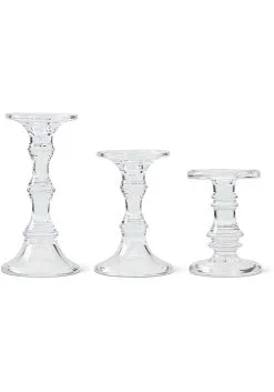3 Pack Short Glass Candleholders
