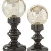 Set Of Two Mercury Glass LED Globes