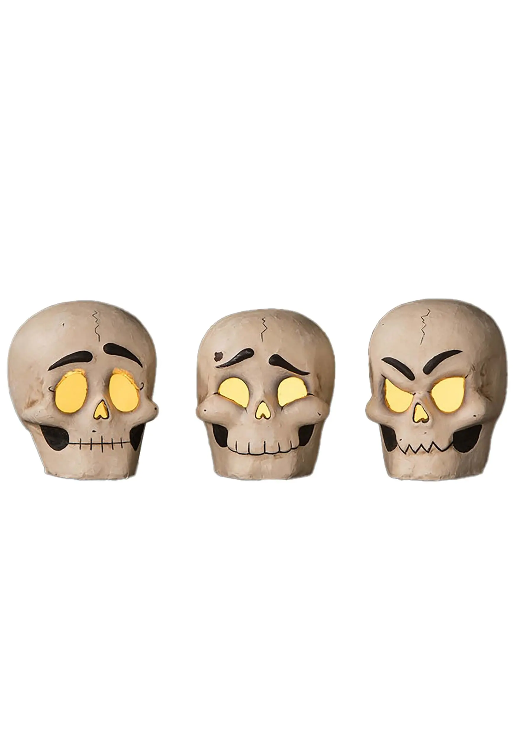 Set Of 3 Skully Head Luminaries 3 Set Of 3 Skully Head Luminaries
