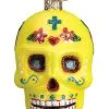 Yellow Sugar Skull Christmas Tree Ornament -Animatronics Shop sugar skull ornament