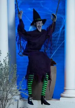 Swinging Witch Decoration -Animatronics Shop swinging witch decoration alt 2
