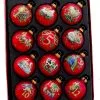 12 Piece Twelve Days Of Christmas Glass Ball Ornament Set -Animatronics Shop twelve days of christmas glass ball ornament 12 piece set