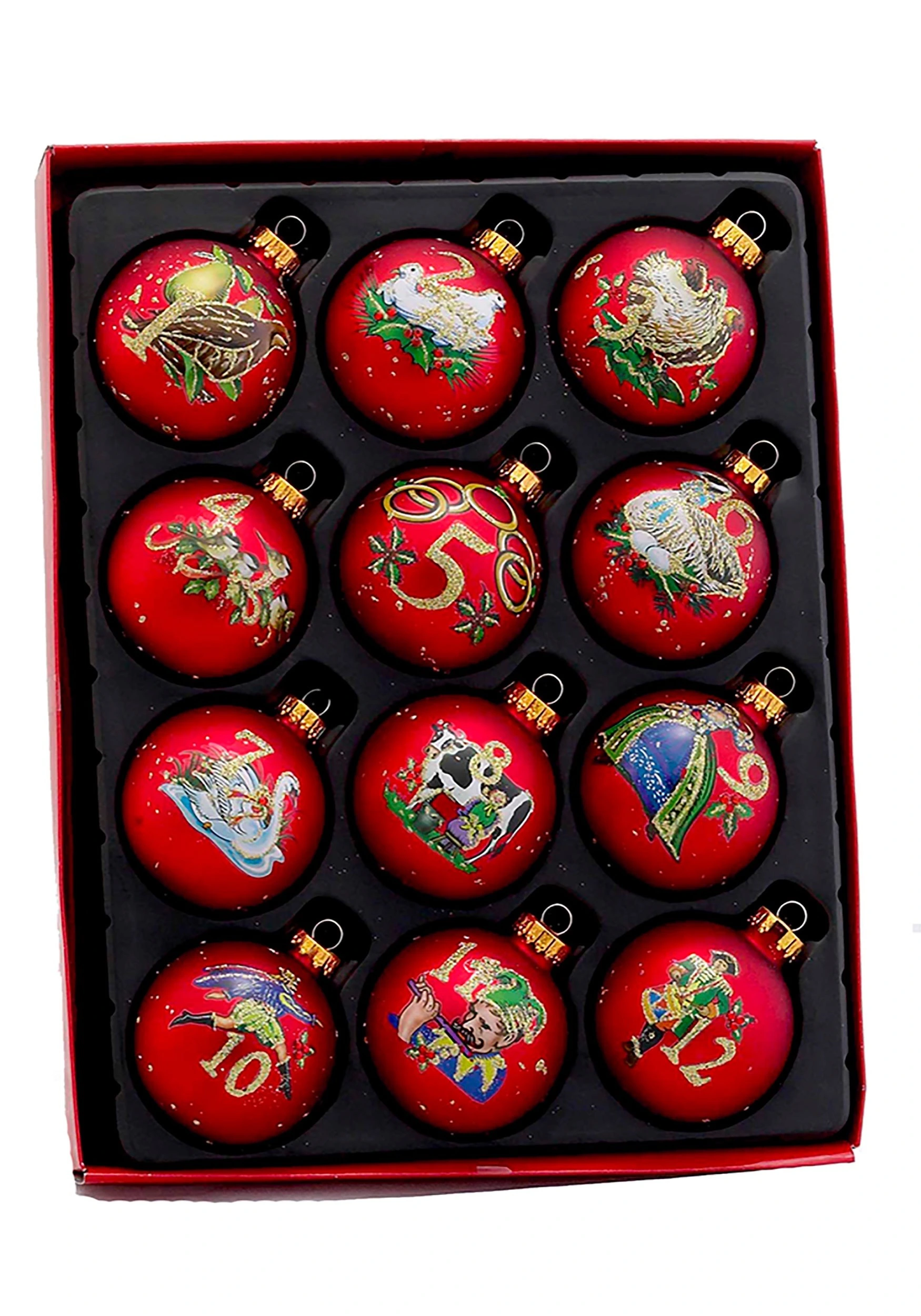 12 Piece Twelve Days Of Christmas Glass Ball Ornament Set 2 12 Piece Twelve Days Of Christmas Glass Ball Ornament Set