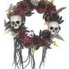 Skull & Rose Wreath Decoration 1 Skull & Rose Wreath Decoration -Animatronics Shop wreath w skulls roses decoration