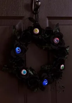 Light Up Eyes Flower Wreath -Animatronics Shop wreath with 3 bulbs color change led light alt 4